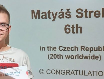 Matyáš Strelec převzal diplom za úspěch v soutěži Best in English