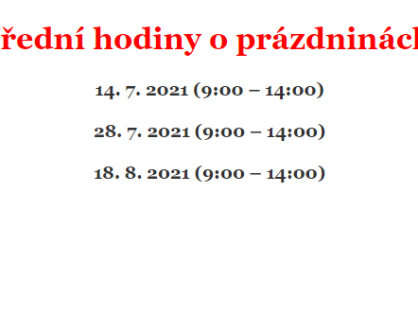 Úřední hodiny o prázdninách